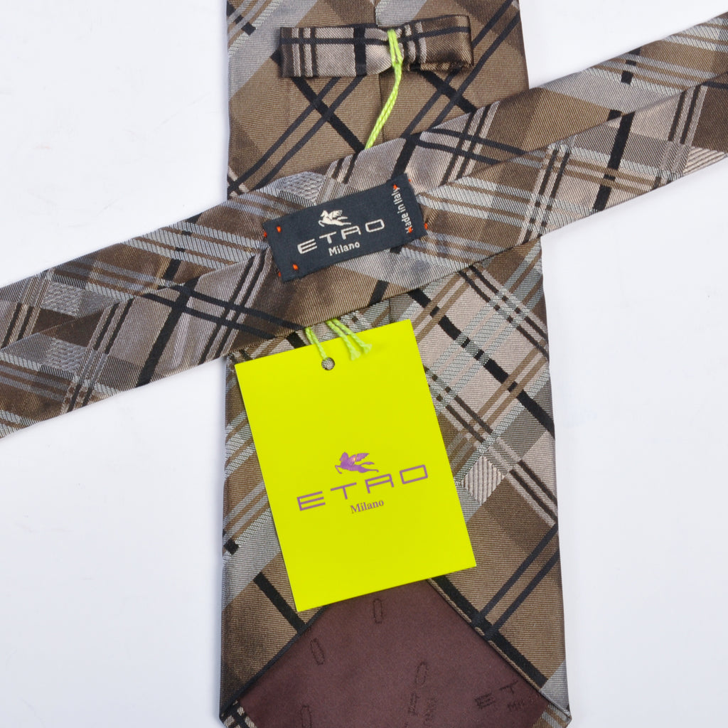 Etro Brown Check Tie