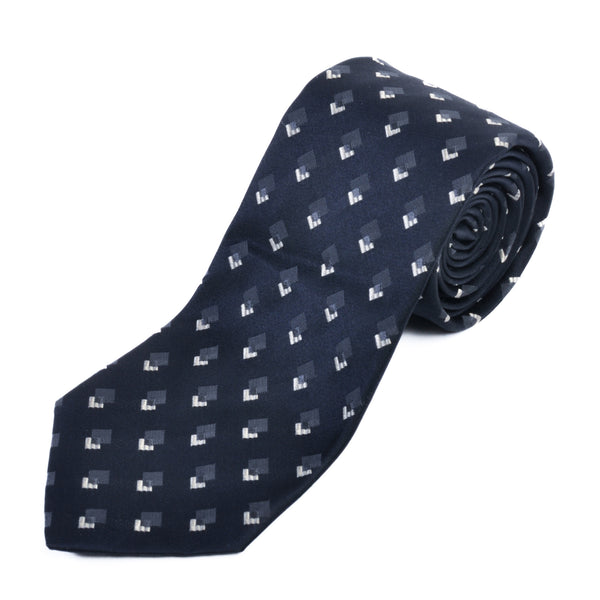 Kiton Black Geometric Patterned Silk Tie