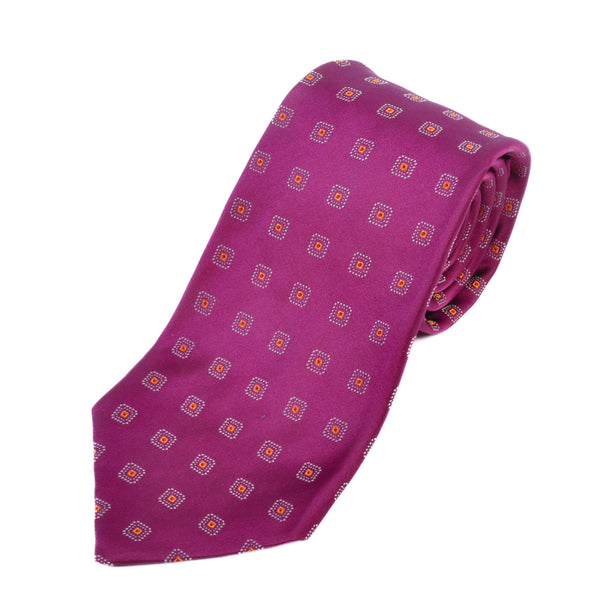 Kiton Fuschia Geometric Silk Tie