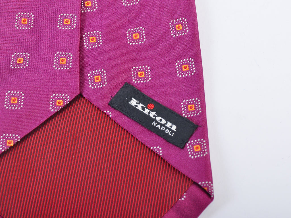 Kiton Fuschia Geometric Silk Tie