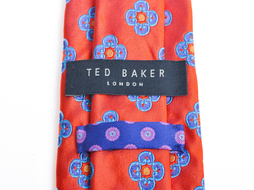 Ted Baker Bold Orange Geometric Italian Silk Tie