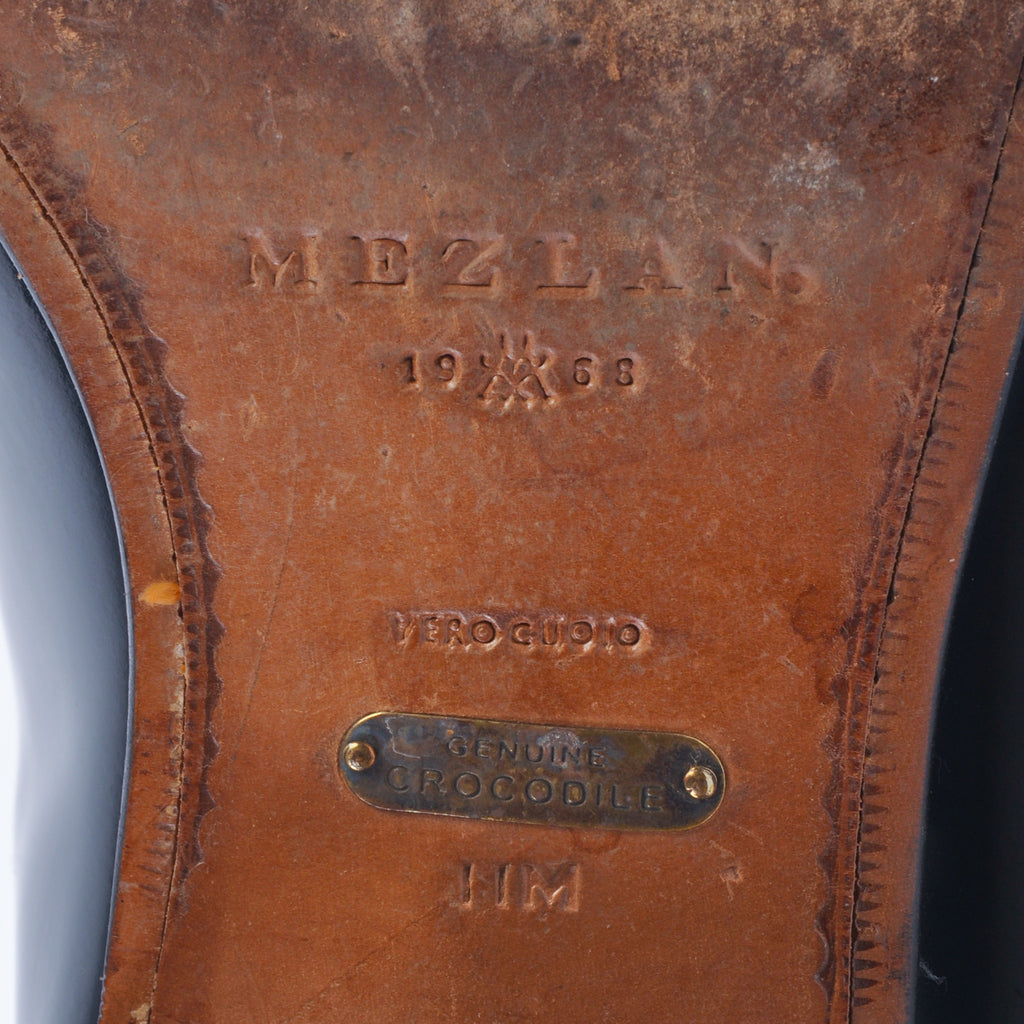 Mezlan Navy Blue Crocodile Slip-Ons