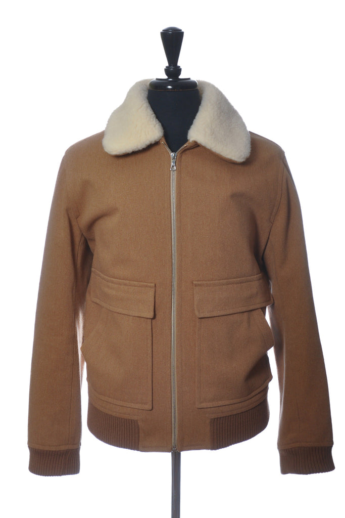 A.P.C. Bronze Shearling Collar Jacket
