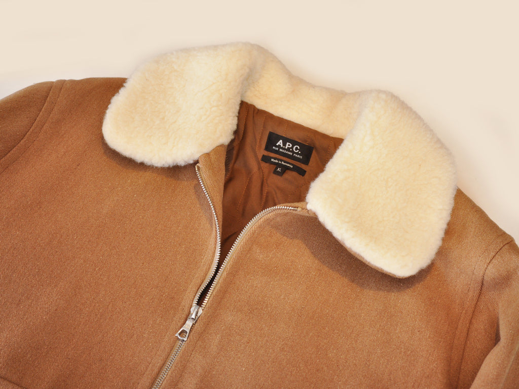 A.P.C. Bronze Shearling Collar Jacket