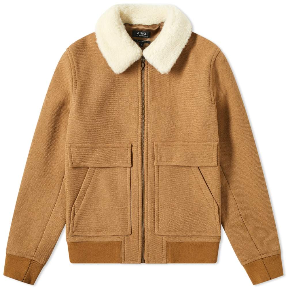 A.P.C. Bronze Shearling Collar Jacket