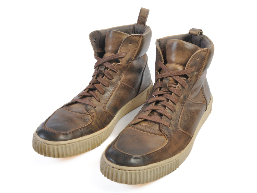 John Varvatos Brown Leather High Tops