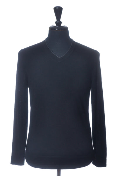 The Kooples Black Merino Wool V-Neck Sweater