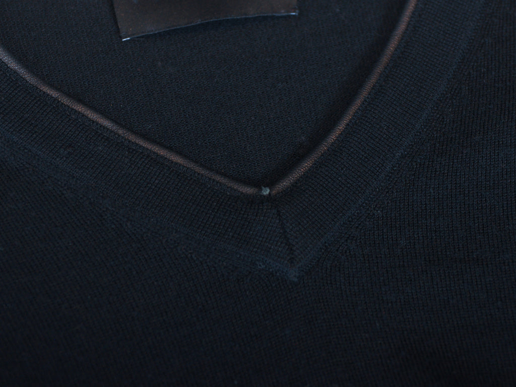 The Kooples Black Merino Wool V-Neck Sweater