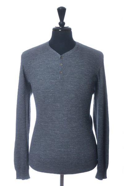 John Varvatos Luxe Grey Linen Blend Henley