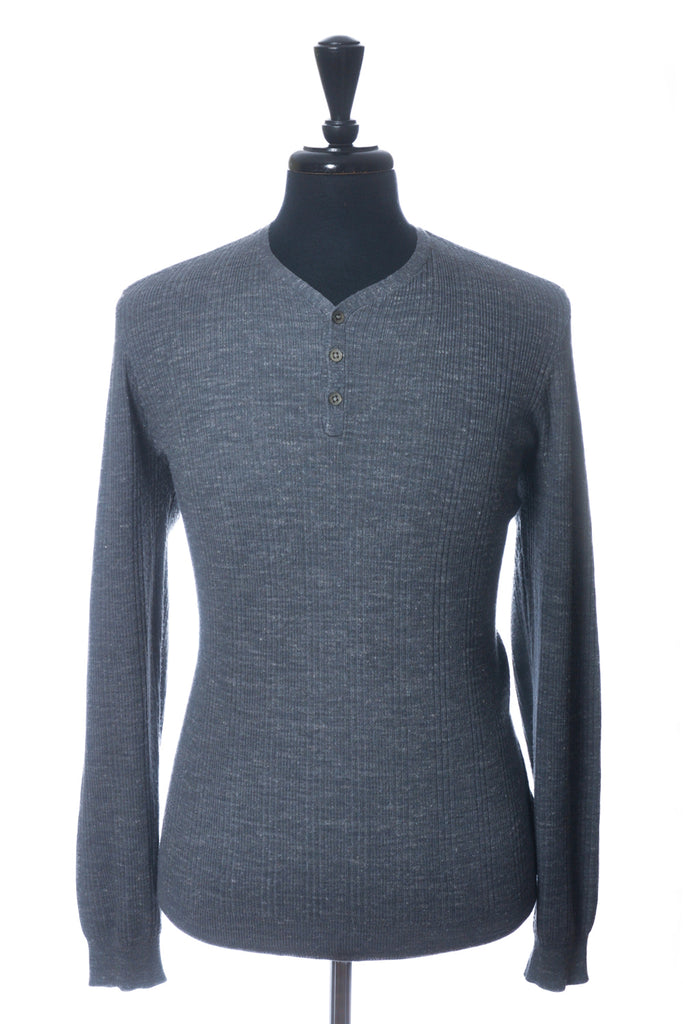 John Varvatos Luxe Grey Linen Blend Henley