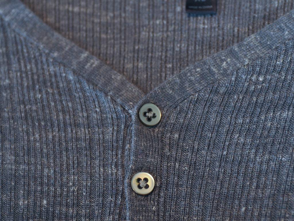 John Varvatos Luxe Grey Linen Blend Henley