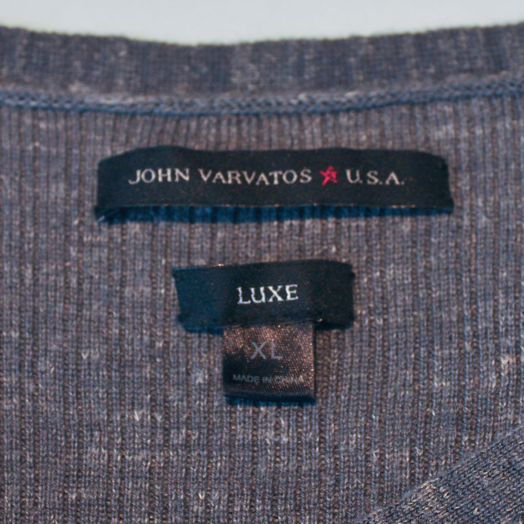 John Varvatos Luxe Grey Linen Blend Henley
