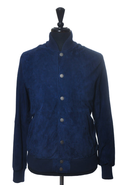 Brooks Brothers Navy Blue Suede Baseball Jacket