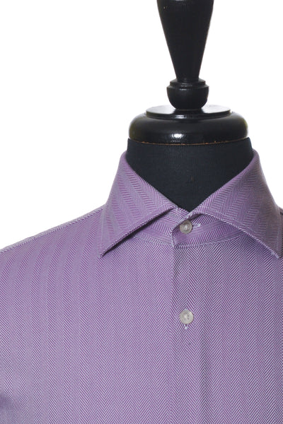 Hugo Boss Purple Herringbone Slim Fit French Cuff Shirt