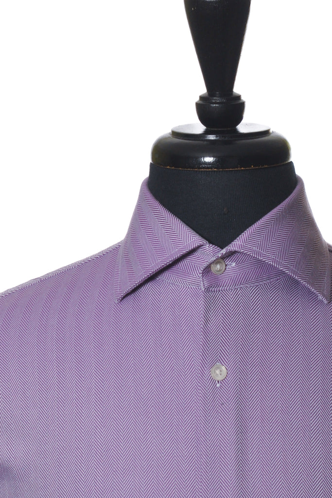 Hugo Boss Purple Herringbone Slim Fit French Cuff Shirt