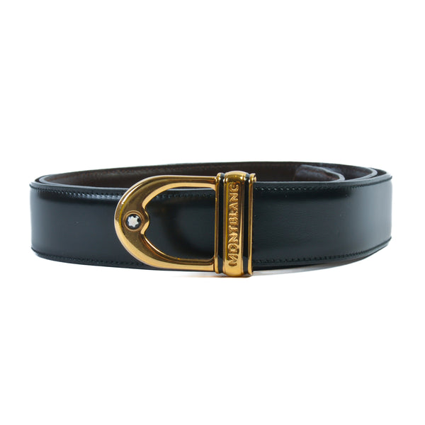 Montblanc Black Leather Dress Belt
