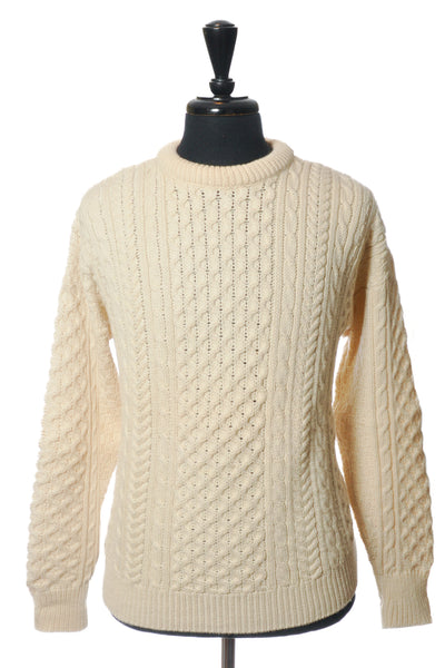 Callan Country Collection Ivory Merino Cable Knit Sweater