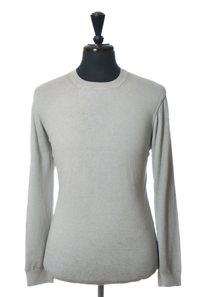 Benson Cement Grey Garment Dyed Crew Neck Sweater