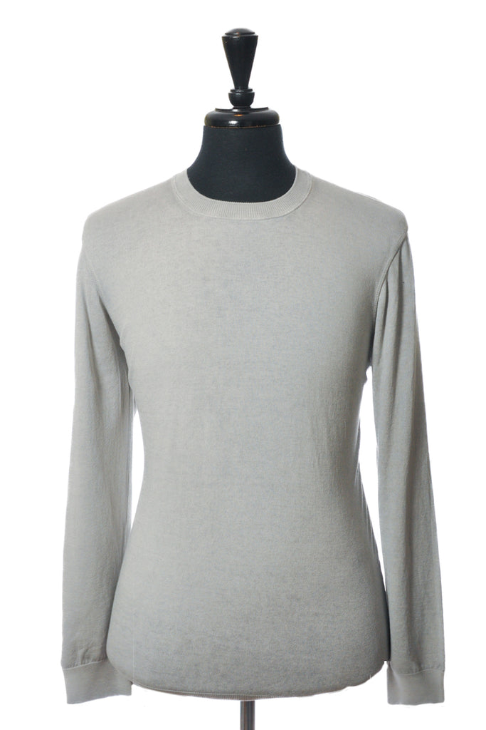 Benson Cement Grey Garment Dyed Crew Neck Sweater