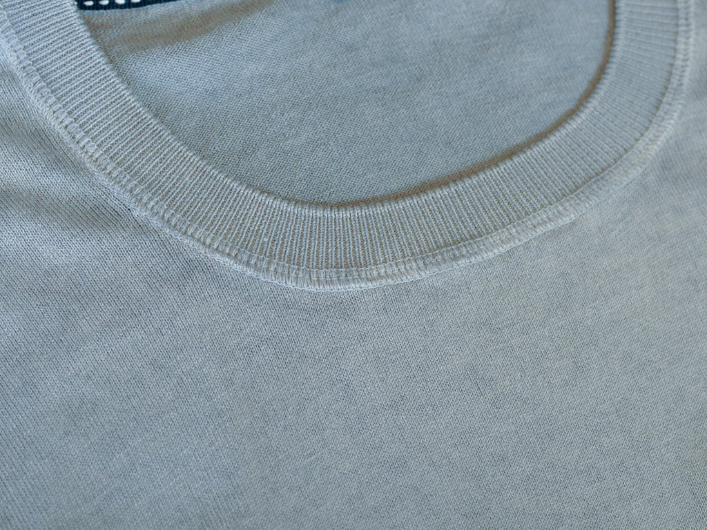 Benson Cement Grey Garment Dyed Crew Neck Sweater
