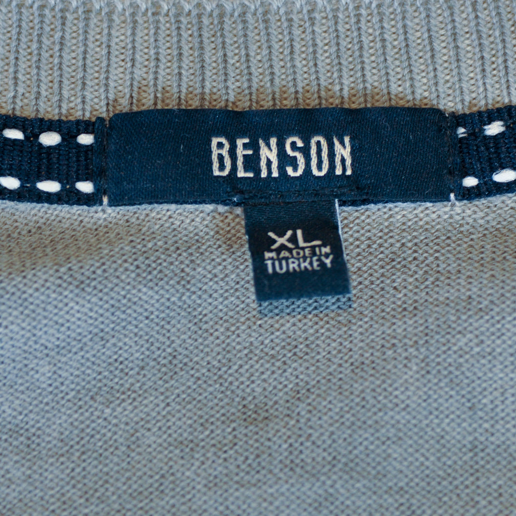 Benson Cement Grey Garment Dyed Crew Neck Sweater