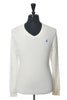 Polo Ralph Lauren White Pima Cotton V-Neck Sweater