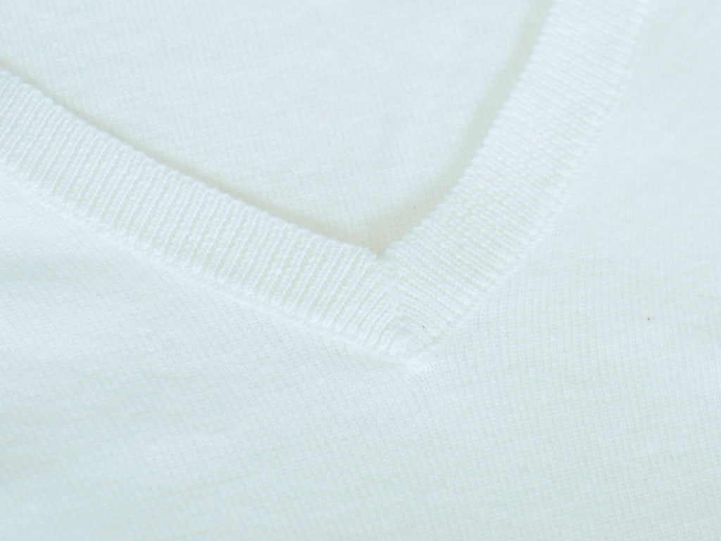 Polo Ralph Lauren White Pima Cotton V-Neck Sweater
