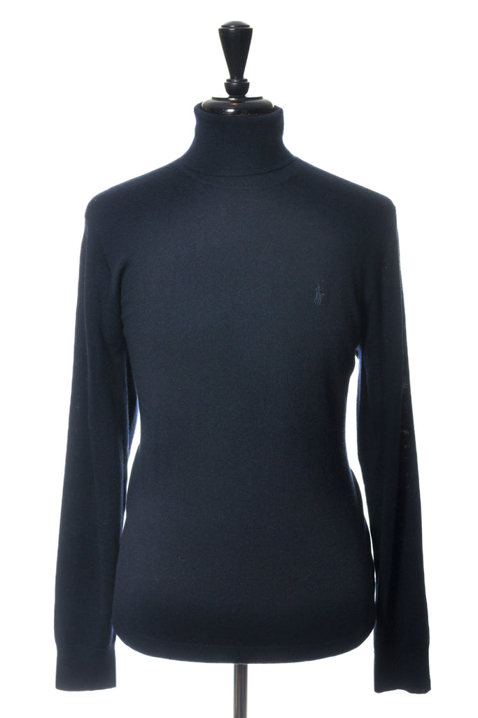 Polo Ralph Lauren Navy Blue Washable Merino Roll Neck Sweater