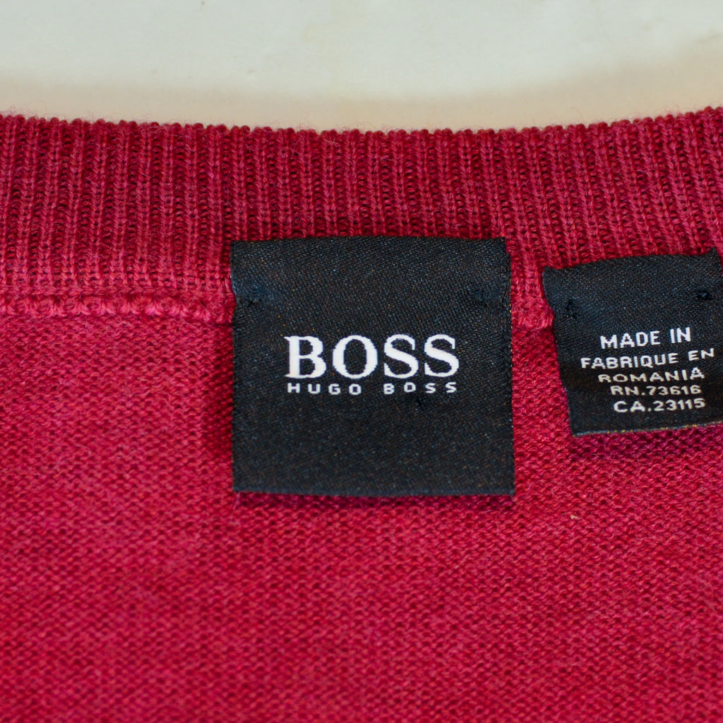 Hugo Boss Sangria Pink Andrea V-Neck Sweater
