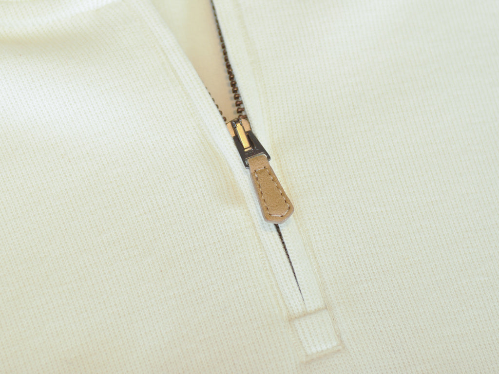 Polo Ralph Lauren Off White Estate Rib Quarter Zip Sweater
