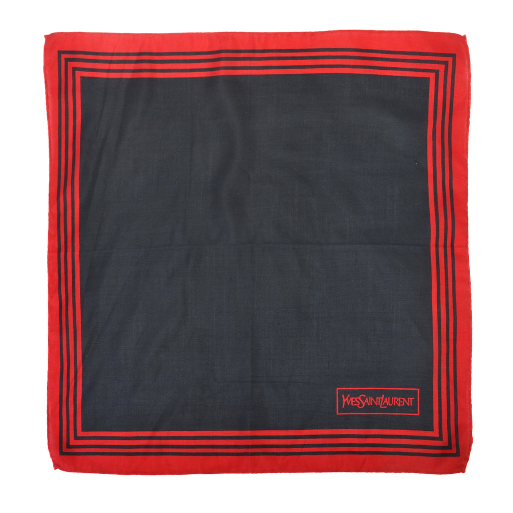 Yves Saint Laurent Red Edged Black Pocket Square