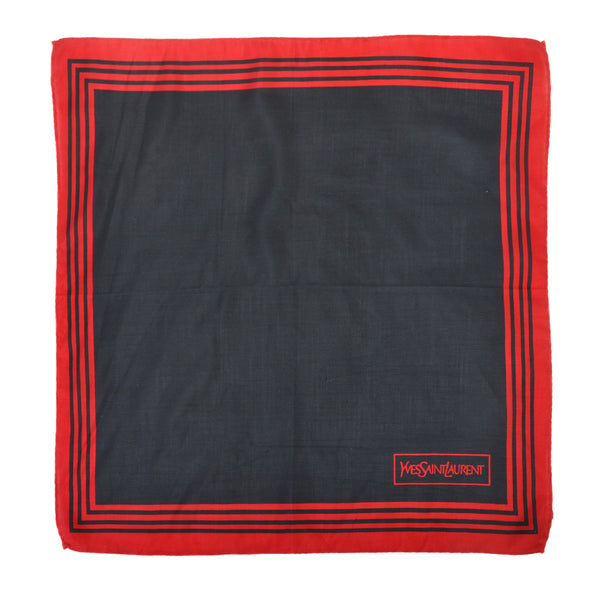 Yves Saint Laurent Red Edged Black Pocket Square