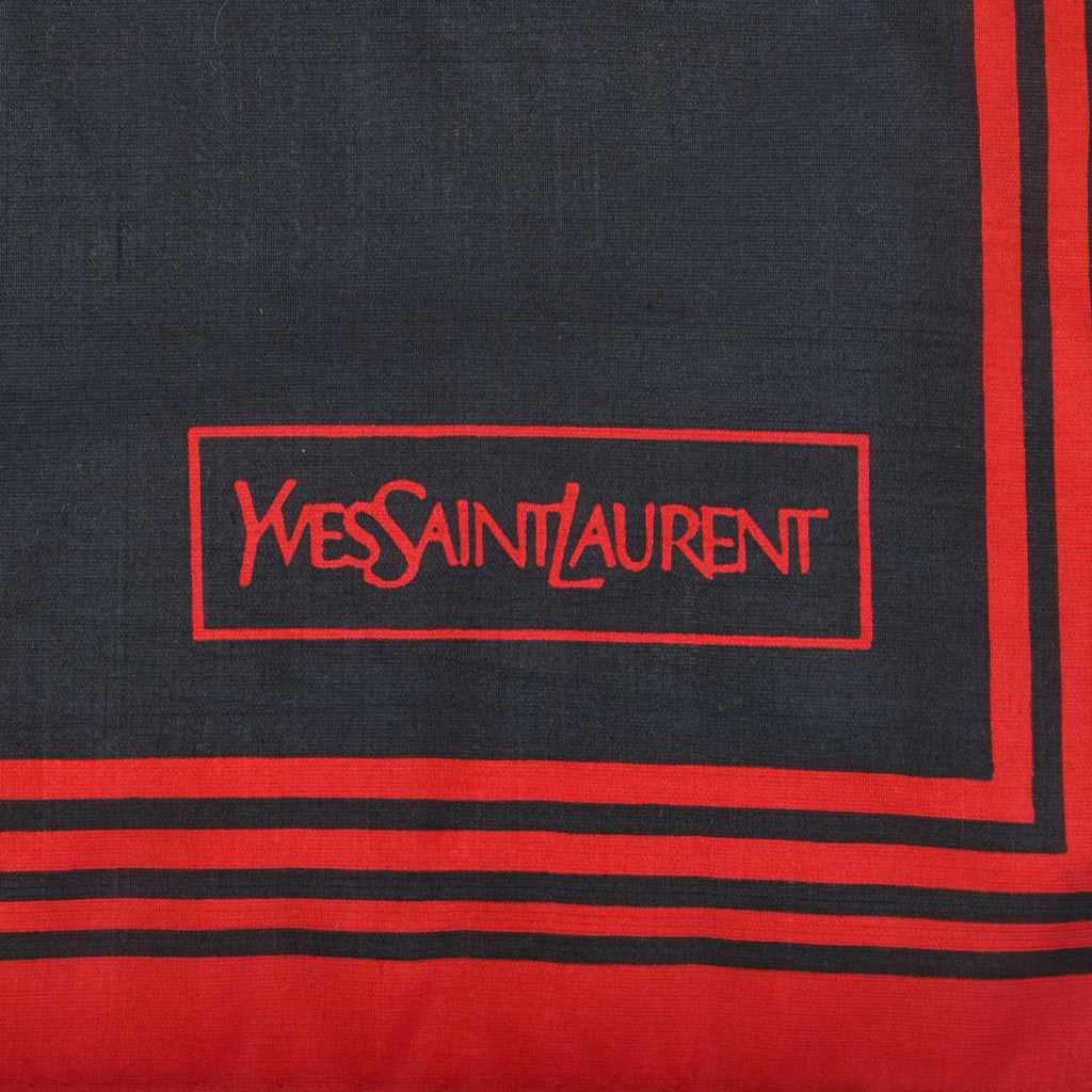 Yves Saint Laurent Red Edged Black Pocket Square