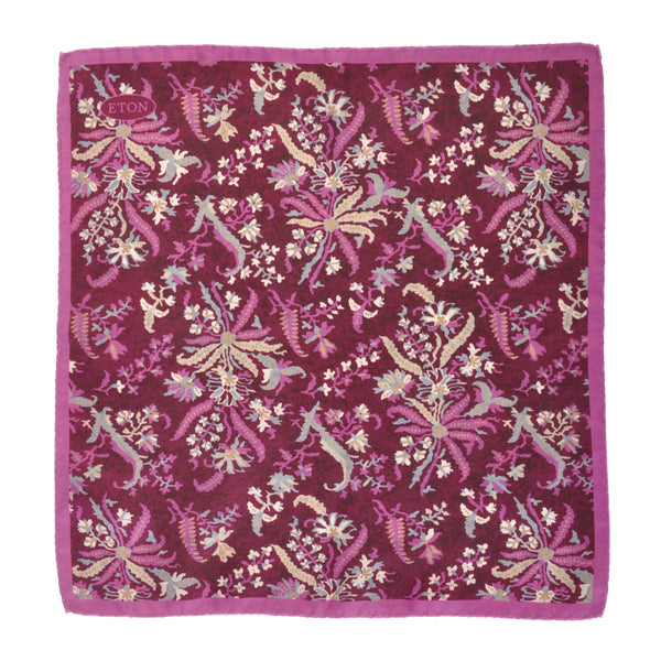 Eton Fuschia Floral Print Pocket Square