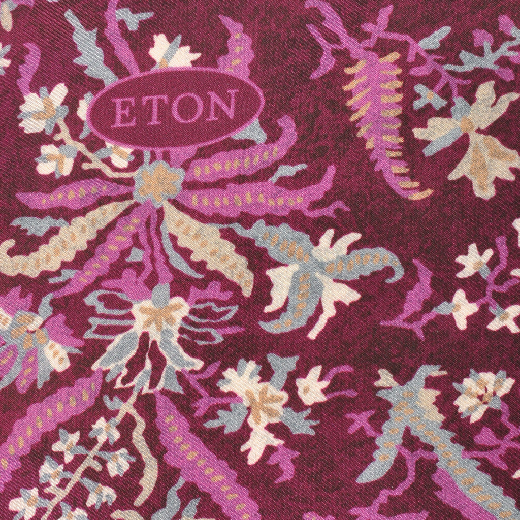 Eton Fuschia Floral Print Pocket Square