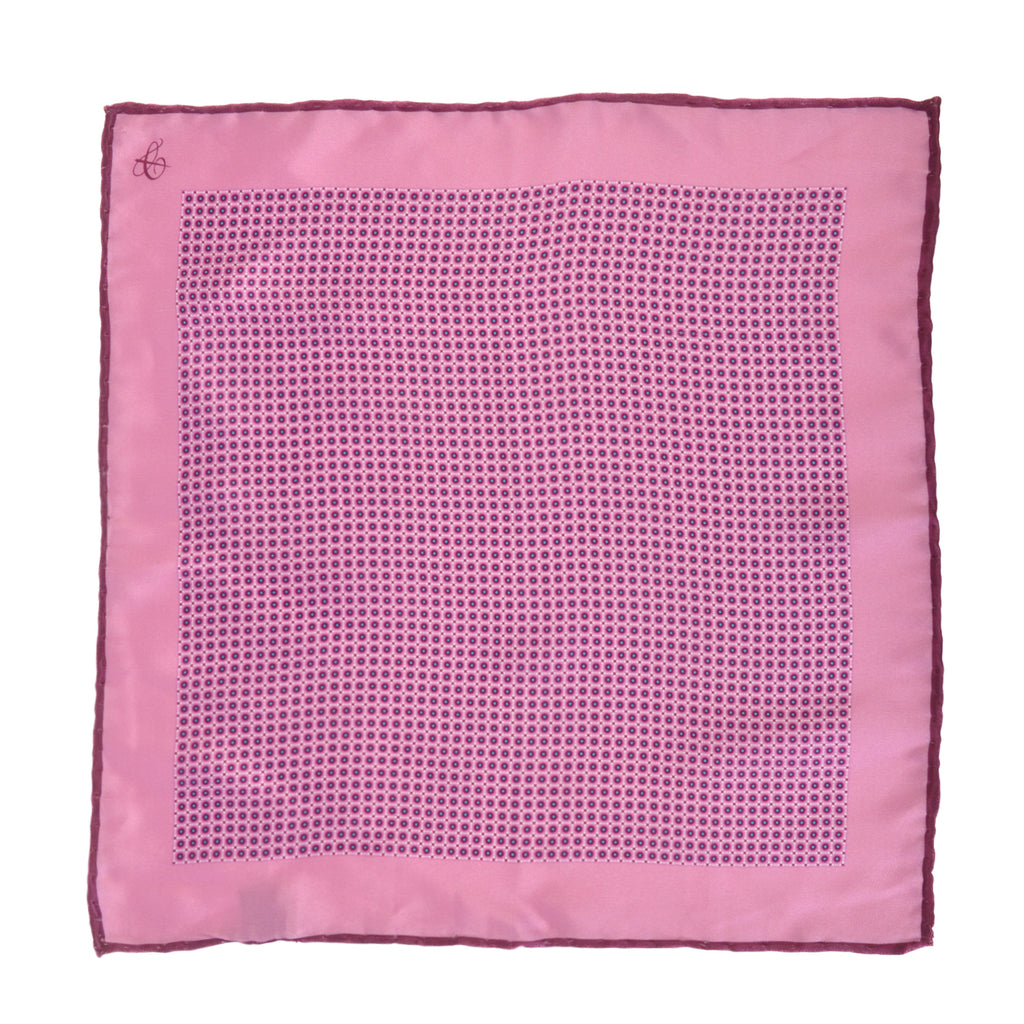 Canali 1934 Pink Geometric Print Pocket Square
