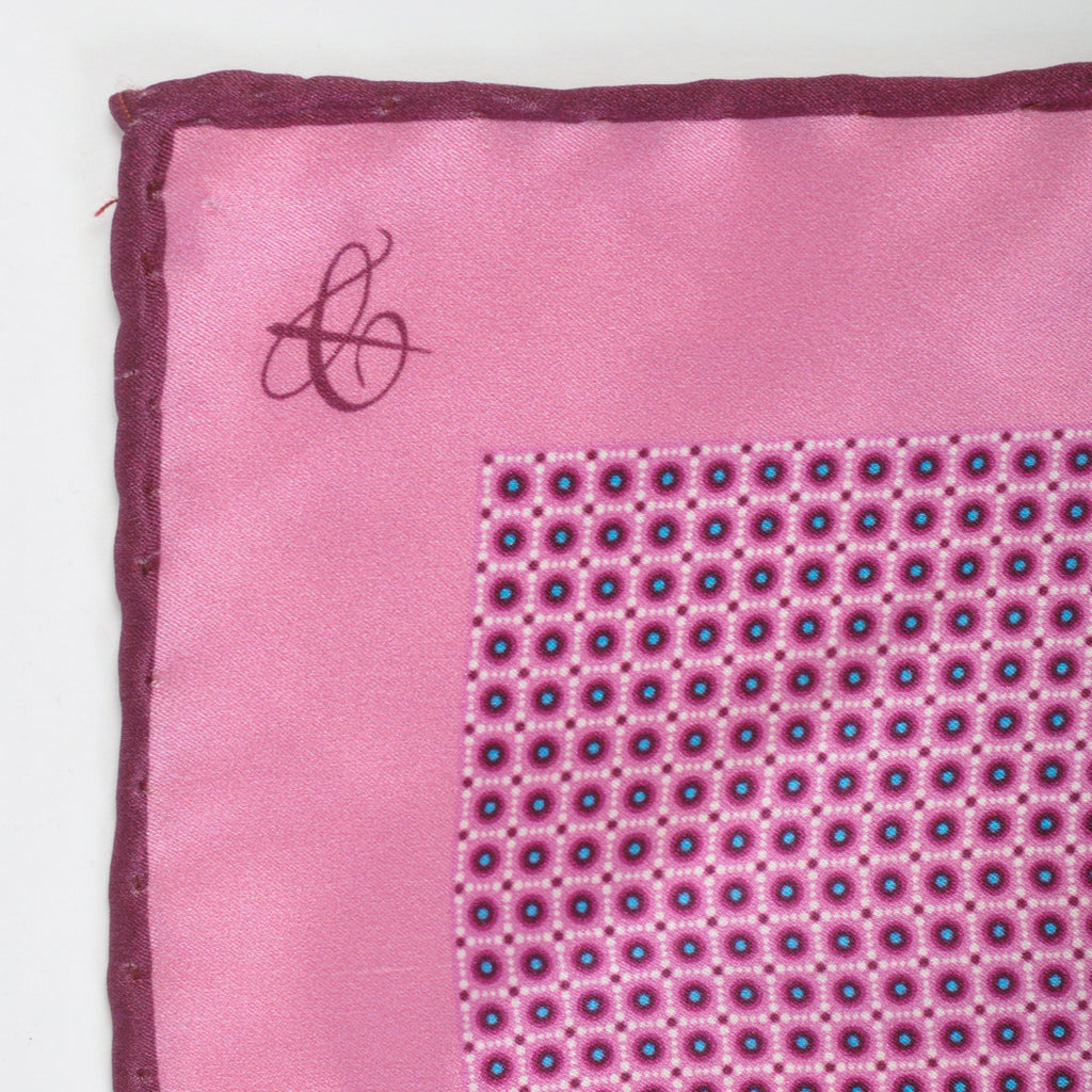 Canali 1934 Pink Geometric Print Pocket Square