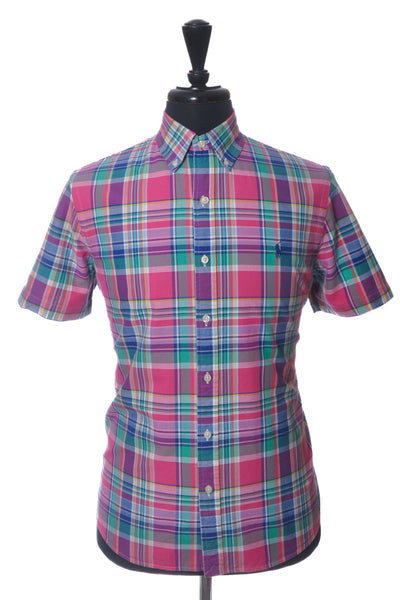 Polo Ralph Lauren Pink Plaid Classic Fit Untucked Short Sleeve Shirt