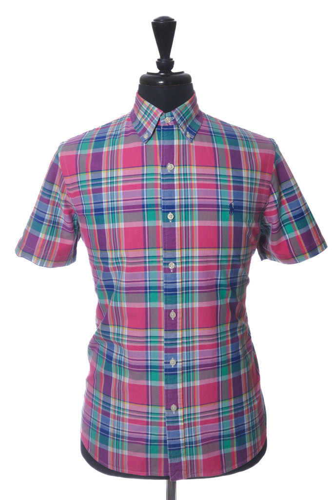 Polo Ralph Lauren Pink Plaid Classic Fit Untucked Short Sleeve Shirt