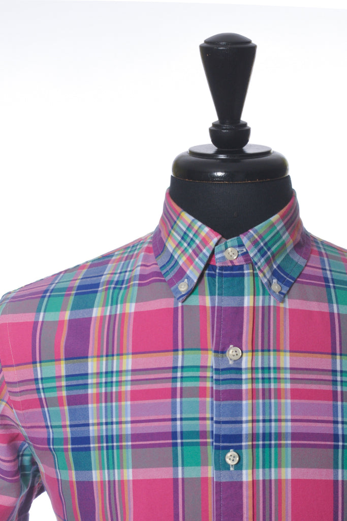Polo Ralph Lauren Pink Plaid Classic Fit Untucked Short Sleeve Shirt