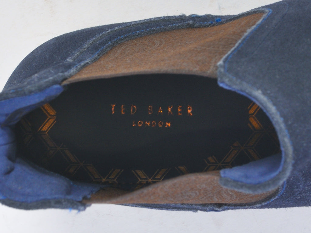 Ted Baker Navy Blue Suede Travics Chelsea Boots