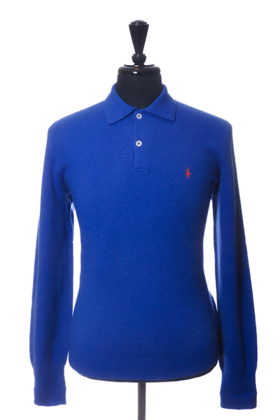 Polo Ralph Lauren Blue Lambswool Collared Knit