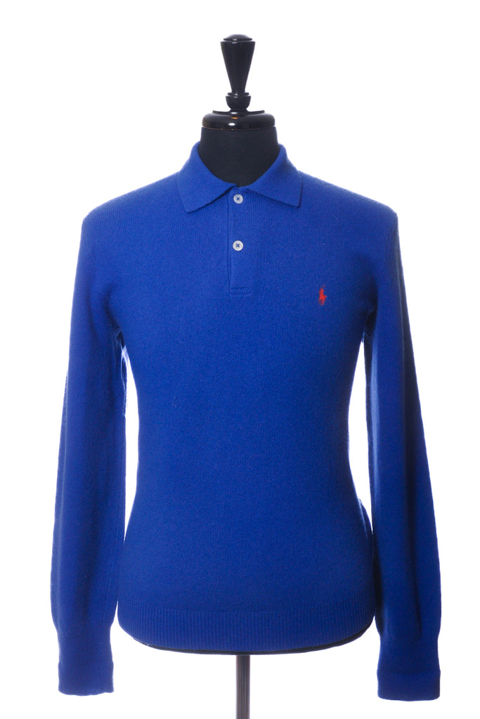Polo Ralph Lauren Blue Lambswool Collared Knit