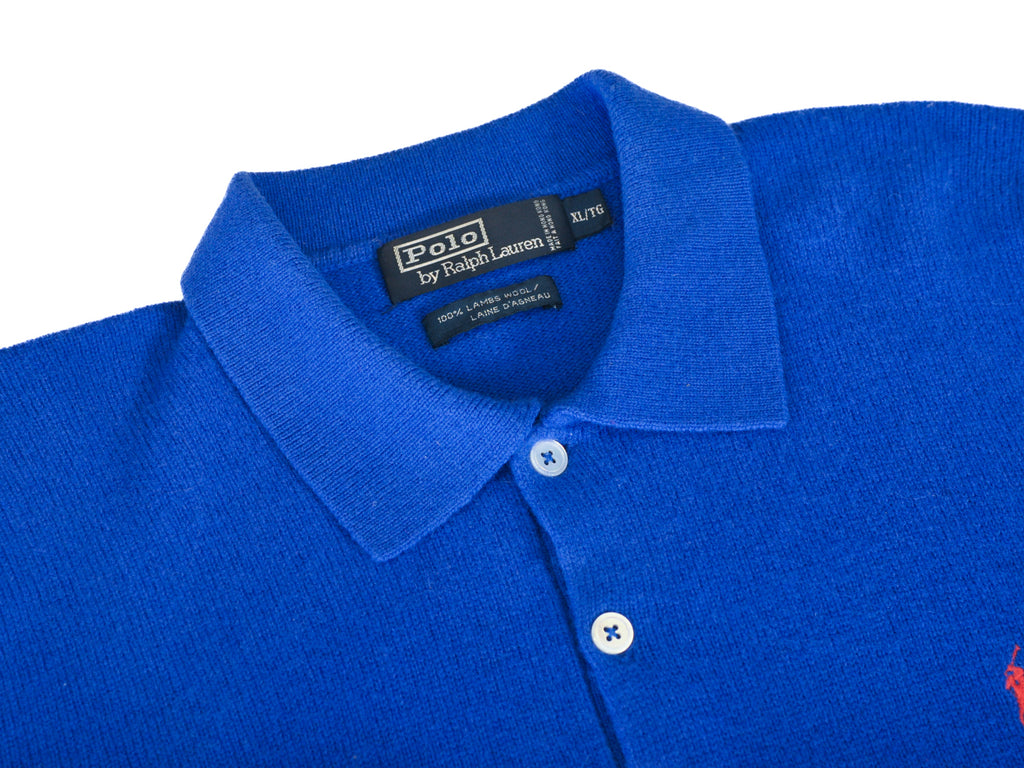 Polo Ralph Lauren Blue Lambswool Collared Knit
