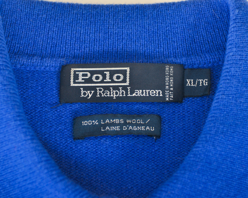 Polo Ralph Lauren Blue Lambswool Collared Knit