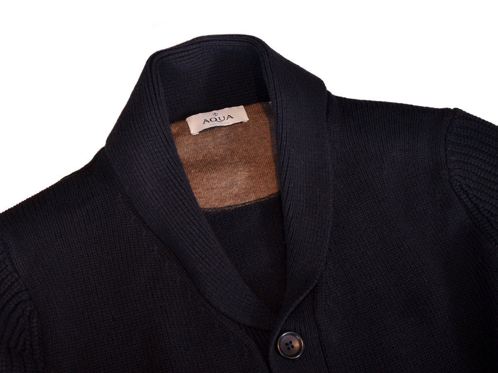 Aqua Toscano Navy Blue Shawl Collar Cardigan