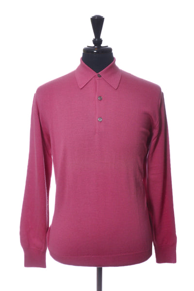 Hugo Boss Pink Silk Wool Collared Knit