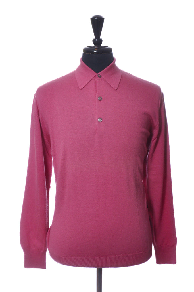 Hugo Boss Pink Silk Wool Collared Knit