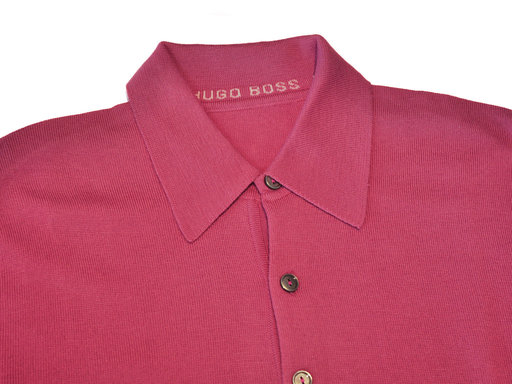 Hugo Boss Pink Silk Wool Collared Knit