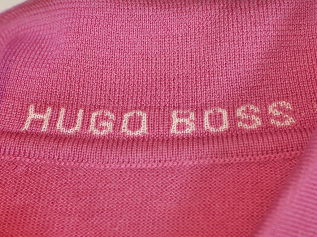 Hugo Boss Pink Silk Wool Collared Knit